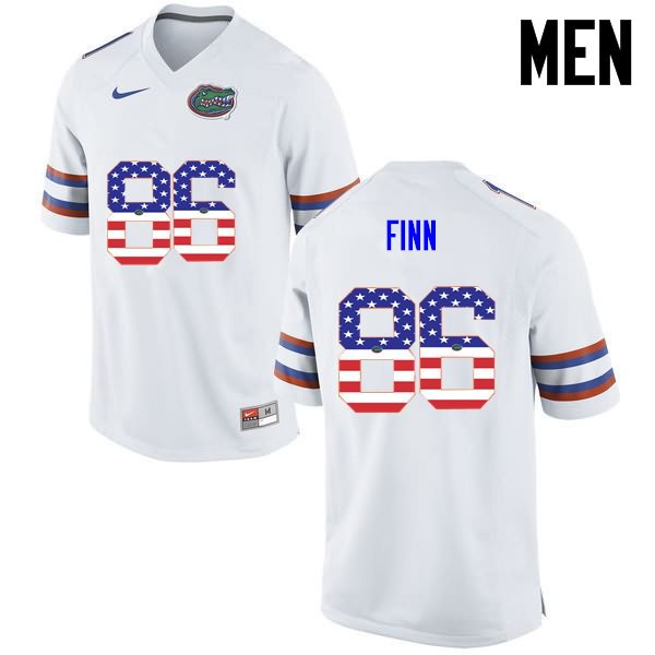 NCAA Florida Gators Jacob Finn Men's #86 USA Flag Fashion Nike White Stitched Authentic College Football Jersey YAX6864WM